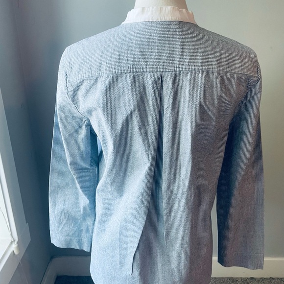 St. John Blue and White Button Down Shirt - Picture 5 of 7